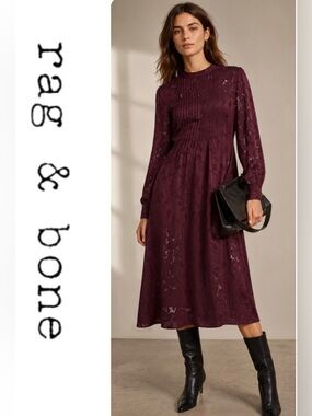 - Rag & Bone Rubie Mid length Popover dress in black cherry- size S -